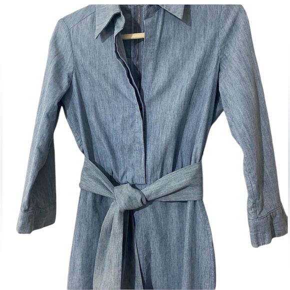 alice + olivia jumpsuit SZ 2 Wide leg, light denim, long sleeve, removable belt - Picture 6 of 14